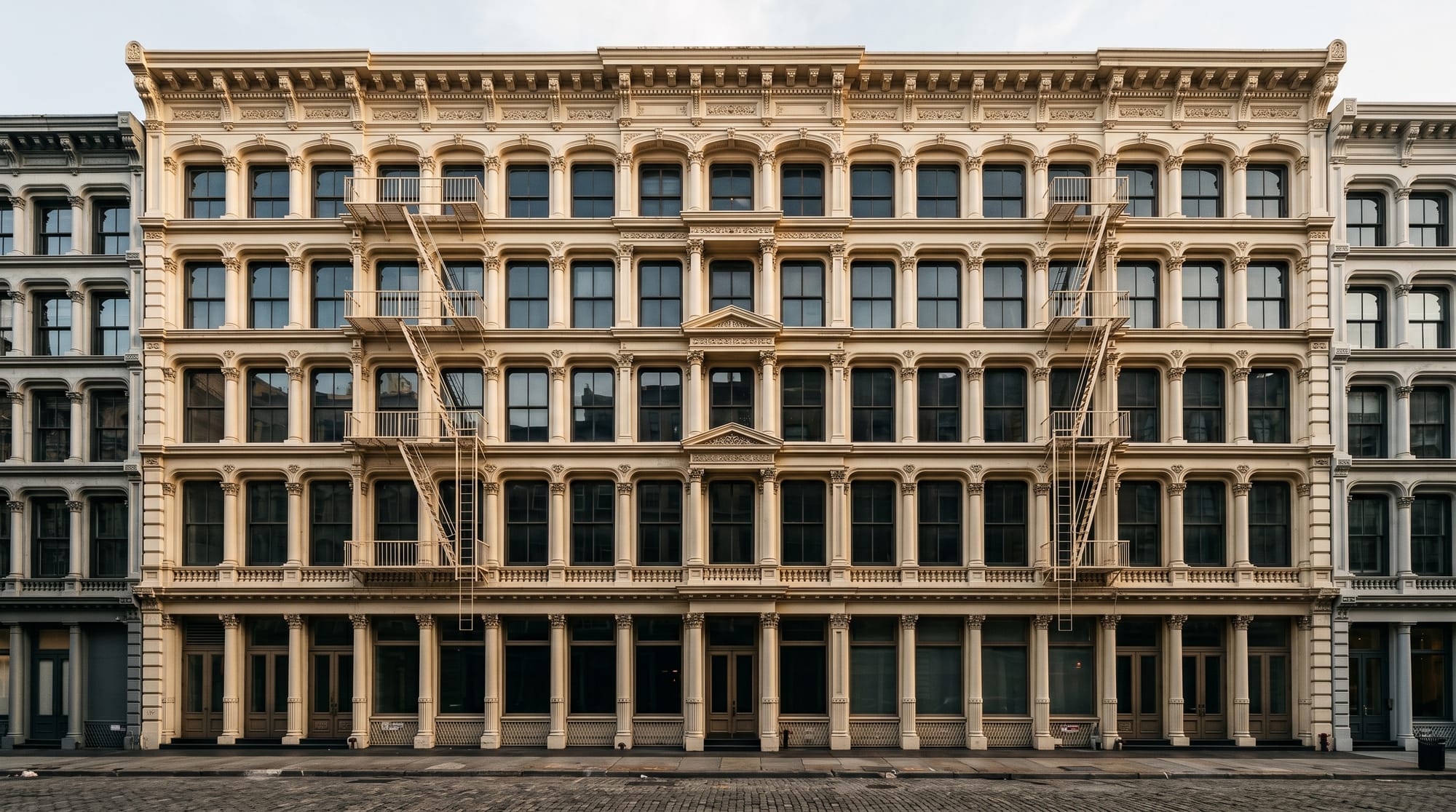 The 1882 Stephen Decatur Hatch cast-iron building on Greenwich Street, Tribeca — full cast-iron facade seen from the street.