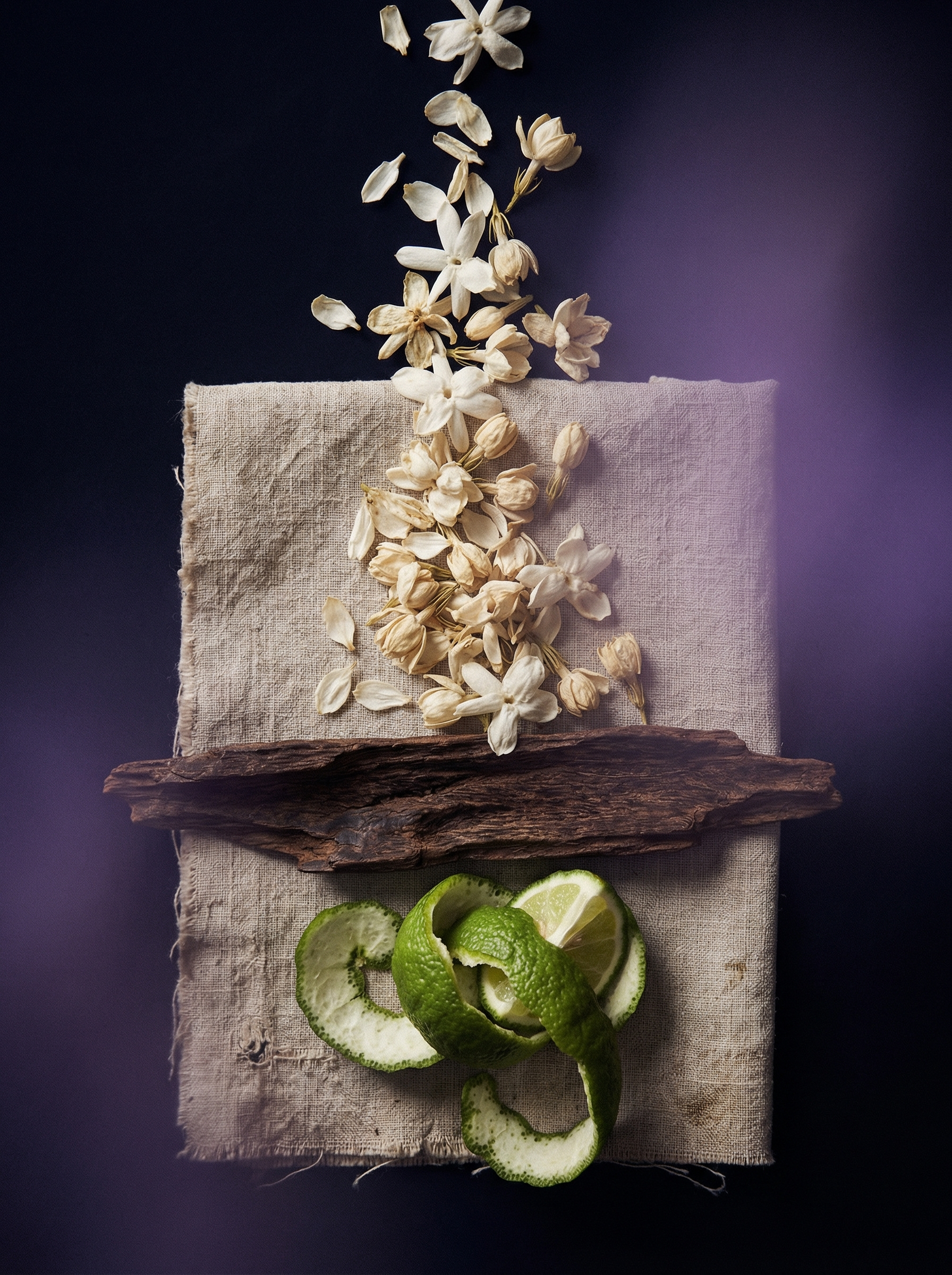 Maison Reverie atelier — blending table with raw materials