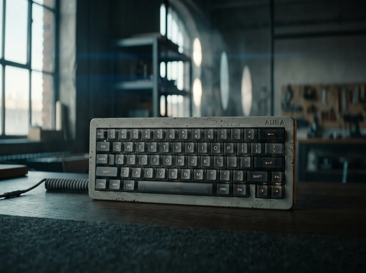 FORMA Keyboard — 65-key cast concrete mechanical keyboard with PBT keycaps
